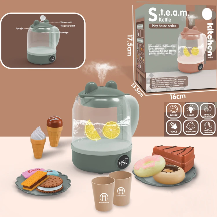 New Style Mini Electric Home Appliances Pretend Play Electronic Kids Steam Kettle Set Toy Educational Toys Kids