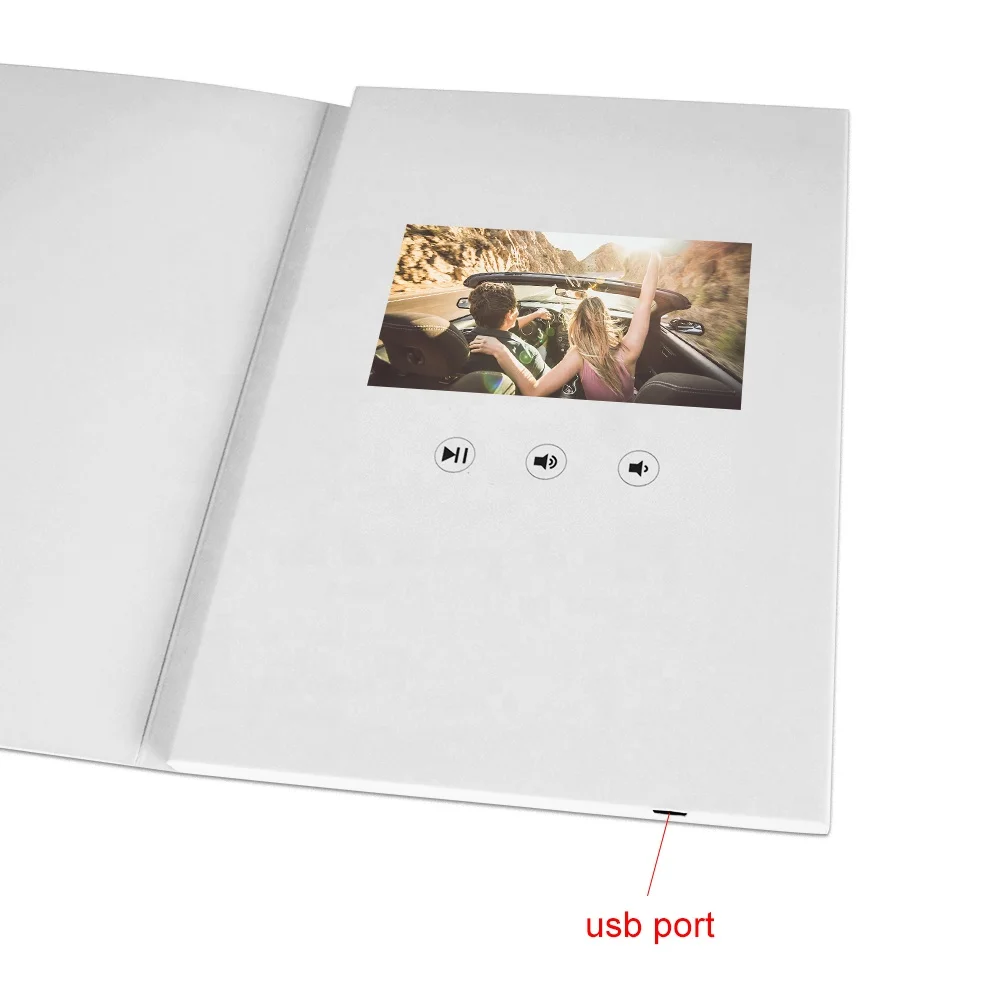 Best seller handmade paper craft 4.3 inch LCD tft panel mini video greeting card business gift video brochure