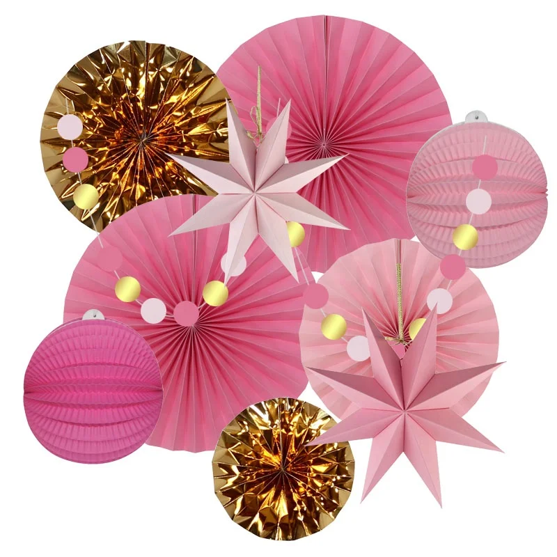 Wholesale East Tern 10 Pcs Baby Shower Girl Party Home Decoration paper fan, lantern, star, garland Party decoration