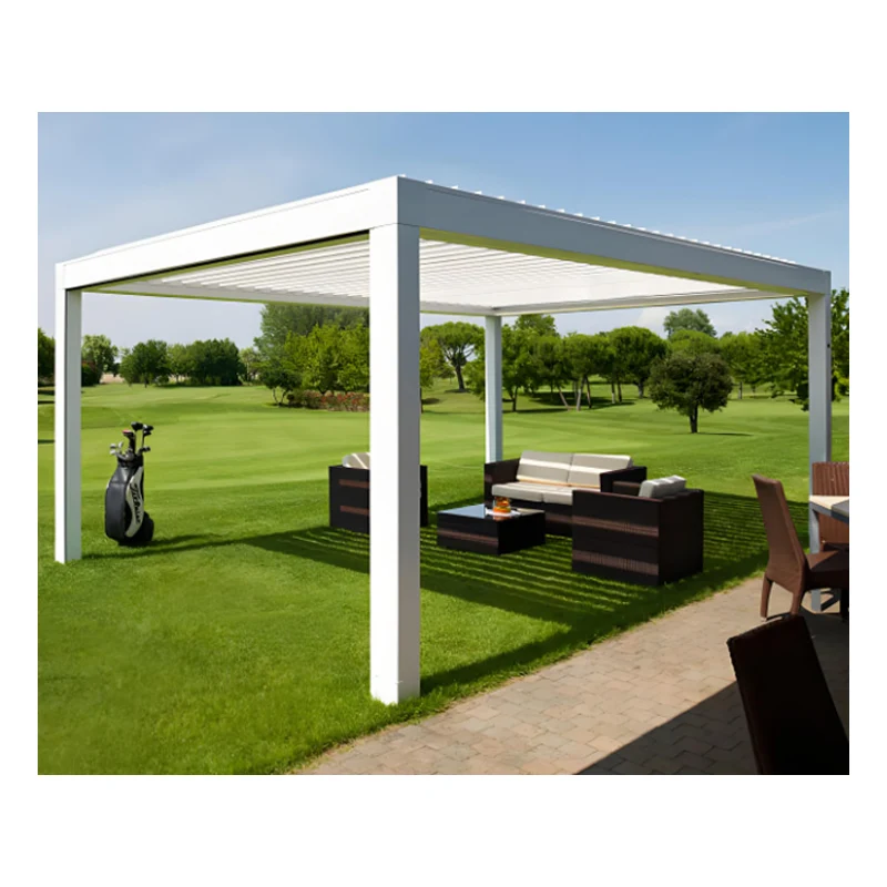 2024 Factory Outdoor Louver Sun Awnings Motorized Design Luxury Aluminium Garden Gazebo Waterproof Electric Gazebo Bioclimatic