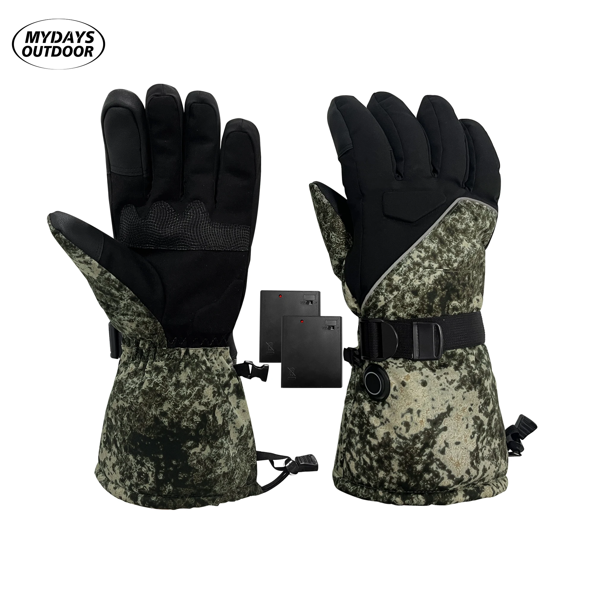 Mydays Tech Fast Heating Three Temperature Settings Winter Heated Gloves for Skiing Skating Hiking Fishing Battery Box Included
