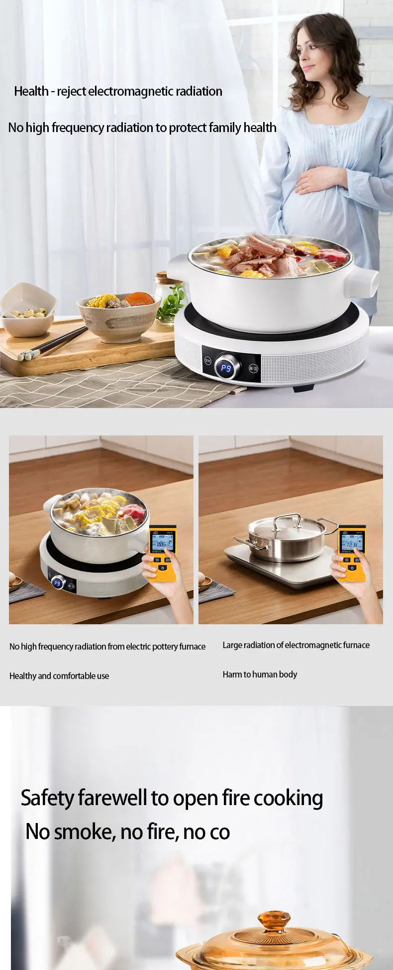 Household Explosion Electromagnetic Stove Intelligent Round Electric Flame Furnace Electric Ceramic Plastic Ce Commercial 1 YEAR