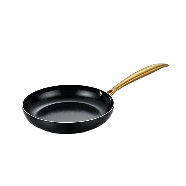 Ceramic Non Stick Frying Pan With Gold Stainless Steel Handle Induction Bottom Aluminum Non Stick Frying Pan