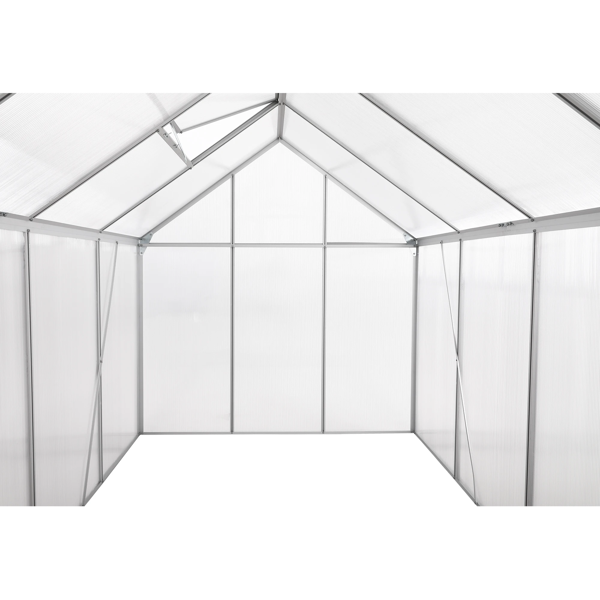 Aluminium Garden Greenhouse 7 Rooms With Steel Base Rustproof And Roof Ventilation
