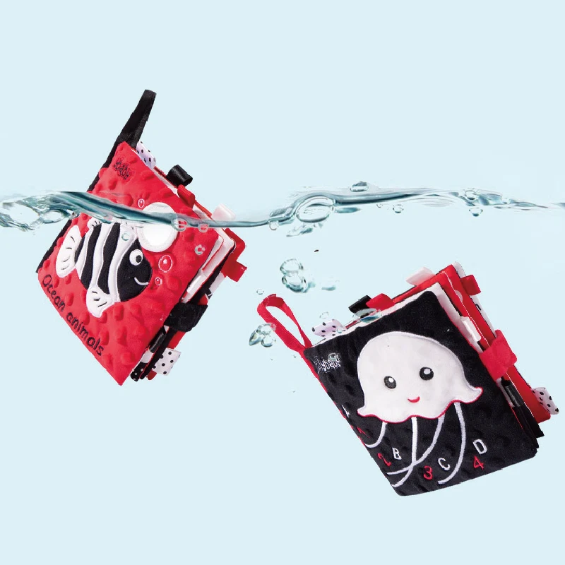 SEEJOYOU Black And White Red Cloth Book Early Education Cognitive Animal Cloth Book Visual Stimulation Book