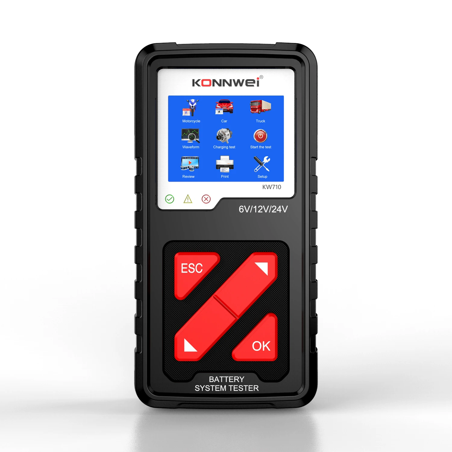 KONNWEI KW710 6V/12V/24V Motorcycle Car Truck Battery Tester Imported STM32103VCT6 Chip Perfect Lead-acid Battery Tool Scanner