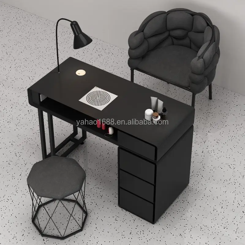 Black Luxury Tufted Manicure Tables Package Nail Desk for Beauty Salon Furniture