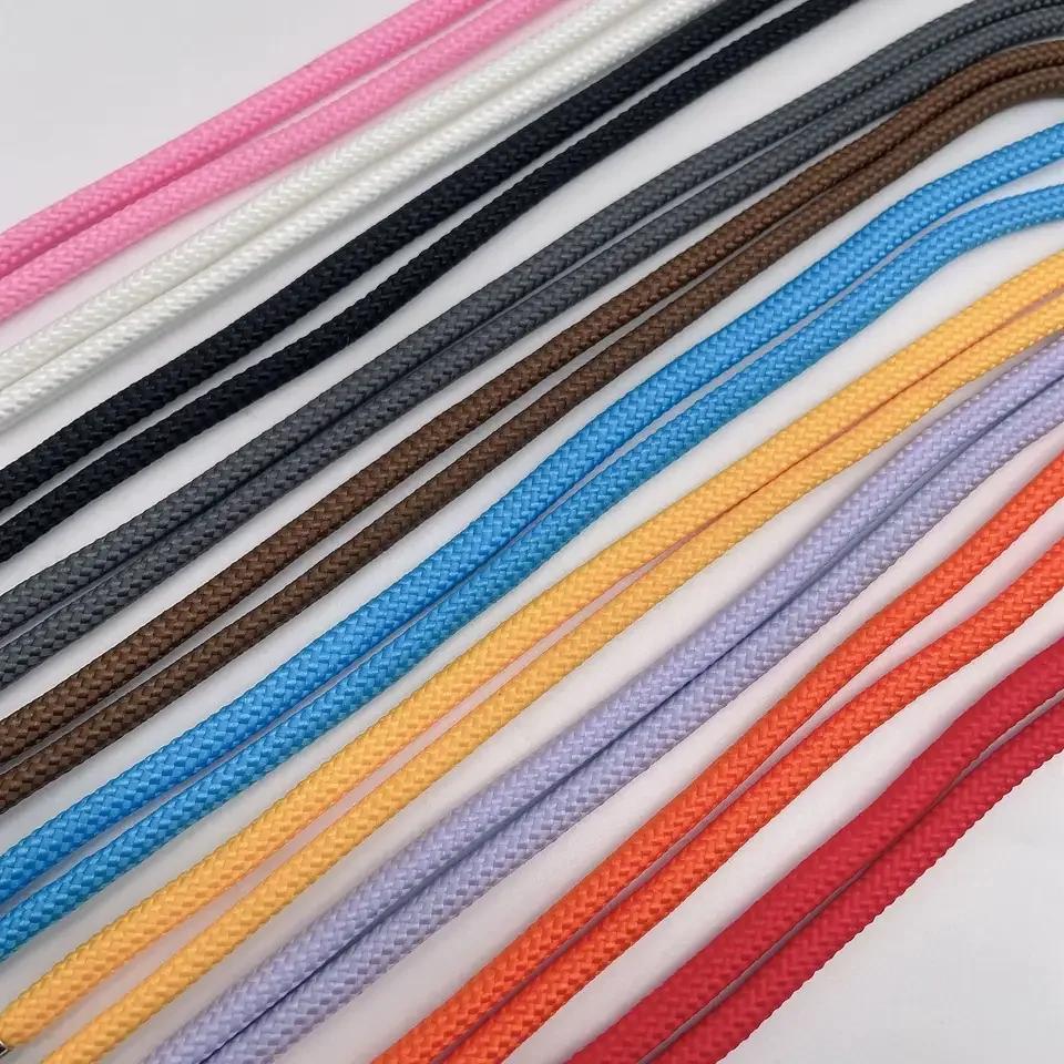 Factory wholesale 5 mm Cotton Cord With Metal Tipsbraided ropes cotton polyester drawcords for hoodies and garment drawstring