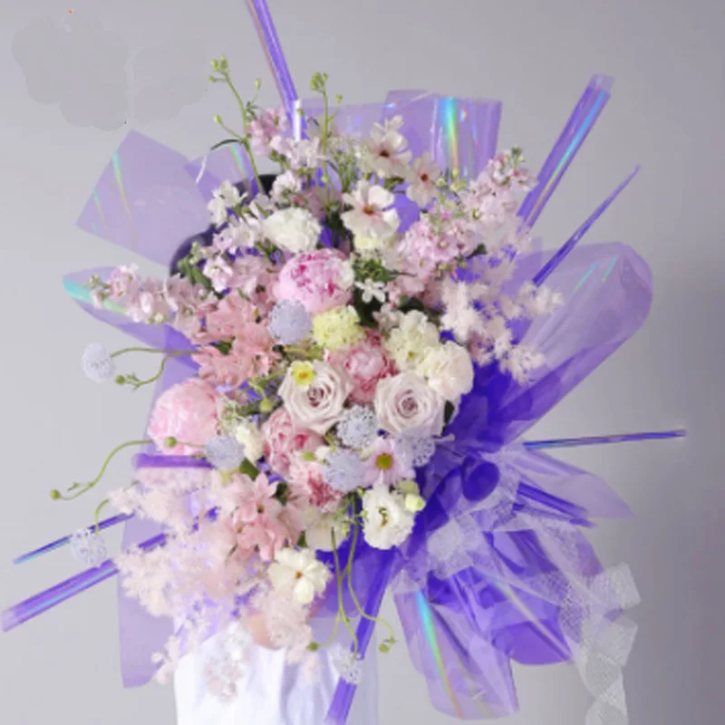 flower wrapping paper waterproof clear Cellophane Colorful Laser Film wrapping paper