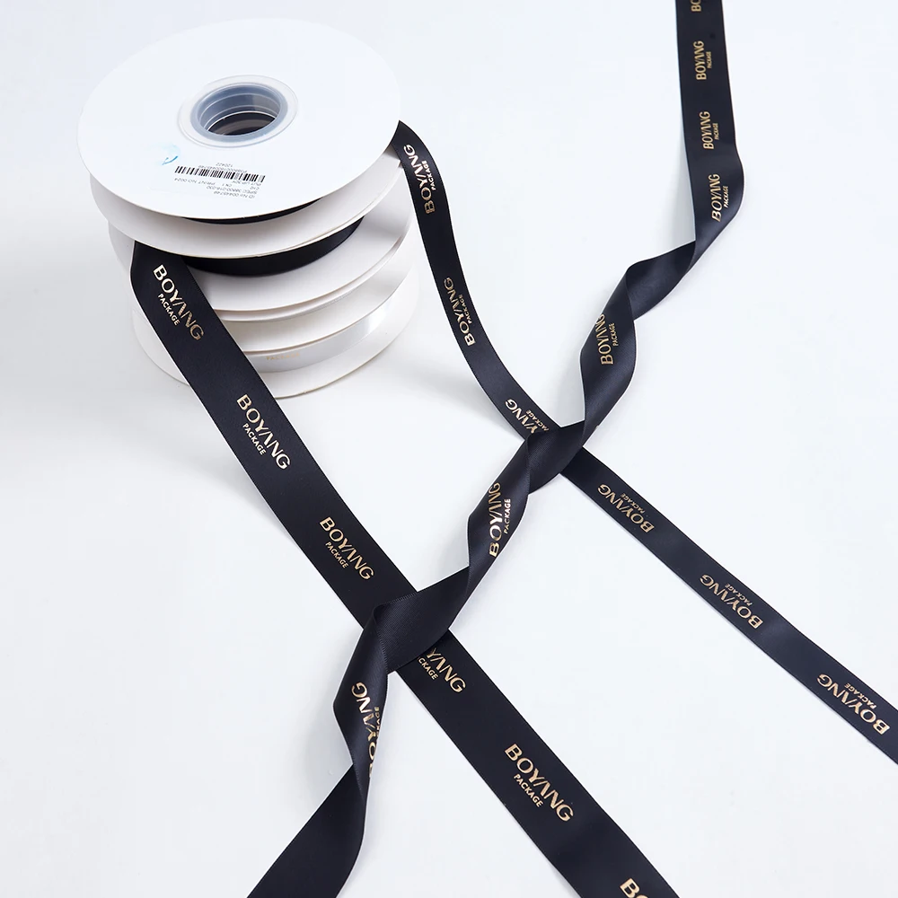 Boyang Customized Logo Printed Mixed Colors Double Faced Satin Gift Ribbons