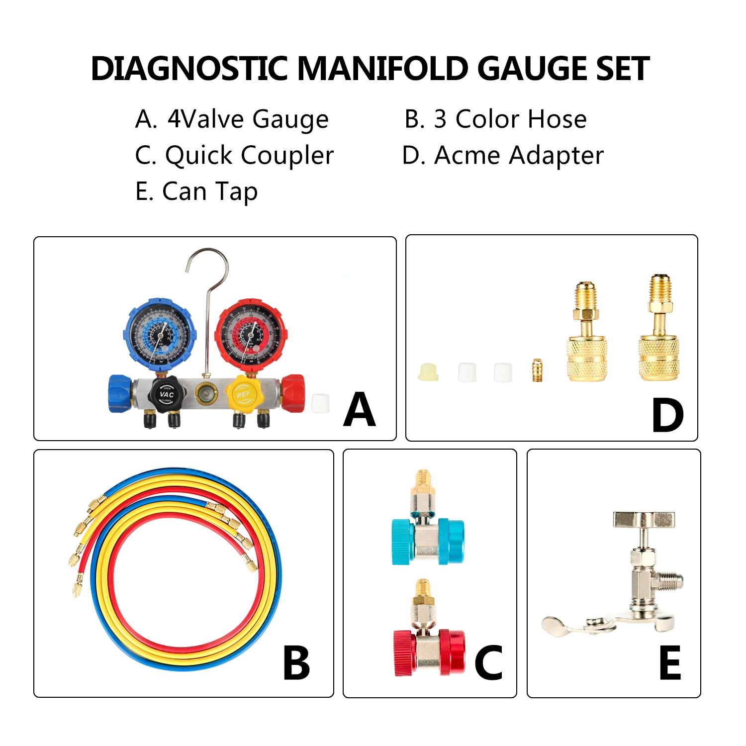 P PBAUTOS 3CFM Air Condition Repairing Set 3CFM Vacuum Pump And 4ways Manifold Gauge Vacuum Pump Set