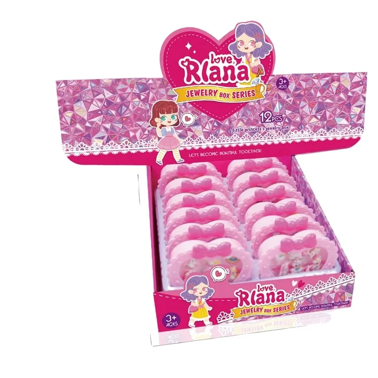 Fashion Metal Pink Ring Boxing Ring for Kids Wholesale Plastic Zinc Alloy Heart Silver Plated Agate Engagement Rings 3 Pcs/box