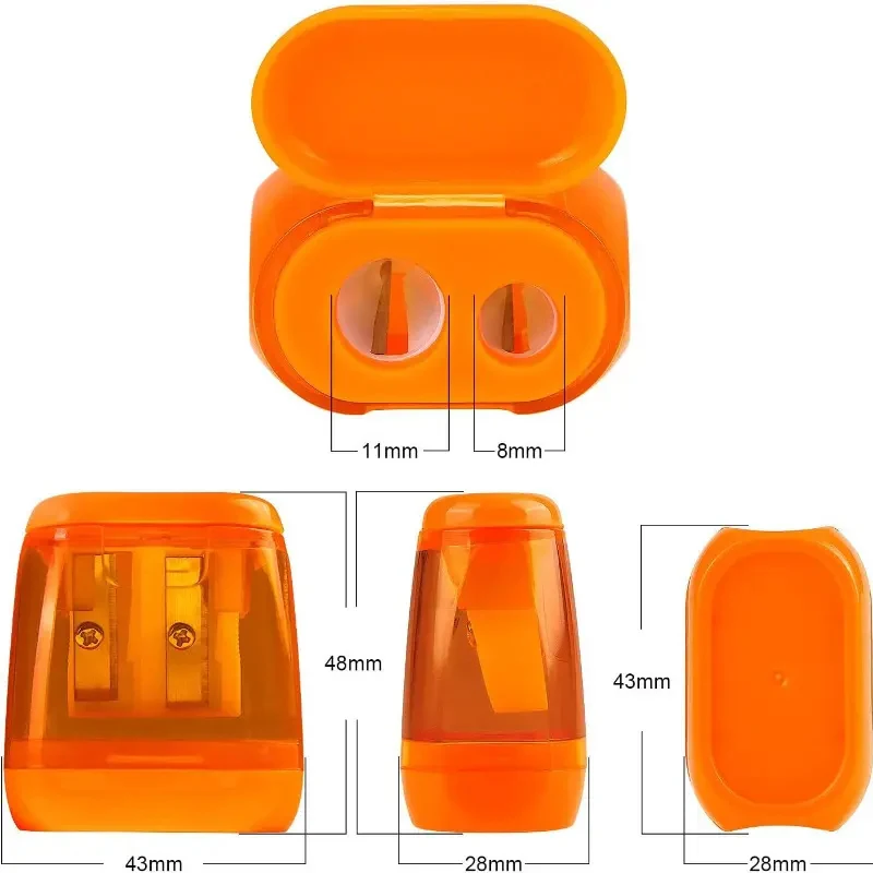 Wholesale 2-Hole 4 Colors Mini School Pencil Sharpener Custom Dual Holes Small Manual Pencil Sharpener with Lid for Kids School