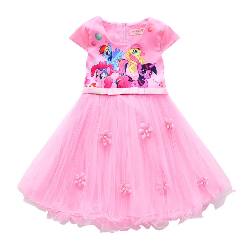 
Flower cartoon printed dresses for girls 3-10 years old 120-160cm size unicorn dresses frozen princess style 