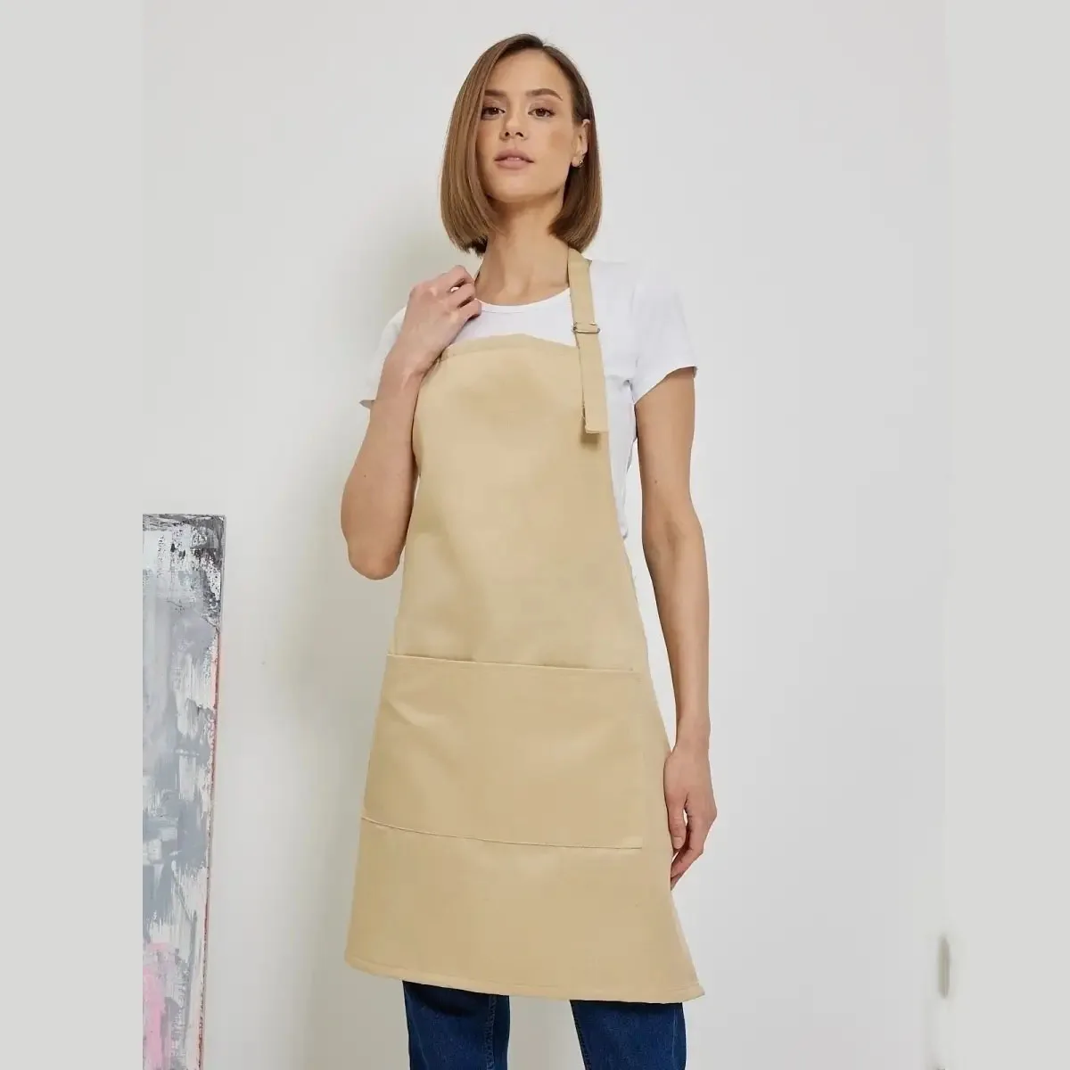 wholesale cleaning bib blank Restaurants chef polyester cotton waterproof oil proof straps adjustable aprons kitchen