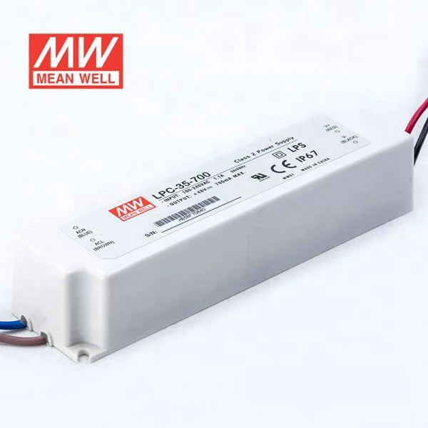 LPC-35 series 35 Вт постоянному текущему режиму AC-DC БП светодиодный драйвер IP67 бренд MEAN WELL представляет импульсивный источник питания импульсный источник питания светодиодного табло