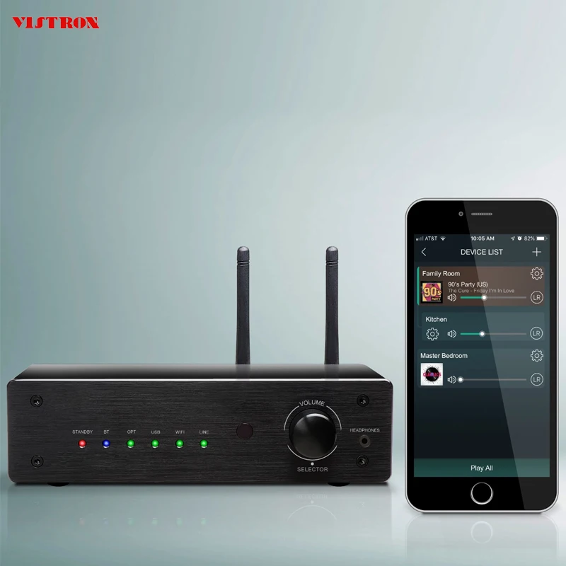 Network Wireless Streaming Receiver Linkplay WiFi Audio Amplifier 2.1 Channel Class D Stereo Amplifier