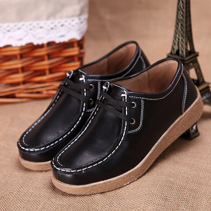 Wholesale Fashion Cheap Beautiful Ladies leather Shoes Women Flat Casual Shoes