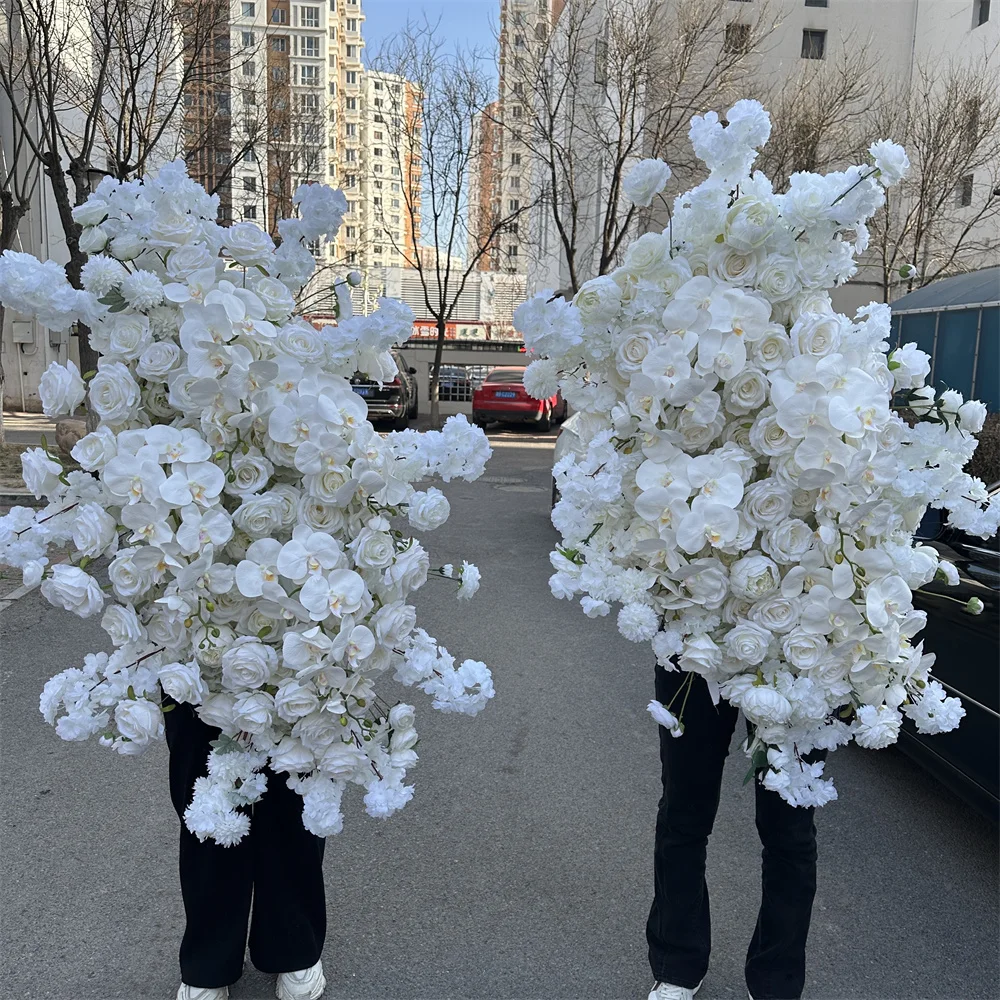 IFG Wholesale Large Flower Arches 2 Piece White Silk Flowers Artificial for Wedding Arch Decor
