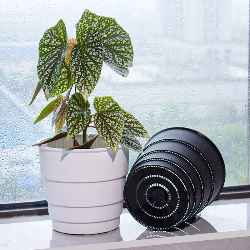 Высококачественные полипропиленовые белые/черные горшки для растений, украшение для помещений с высокой степенью возврата