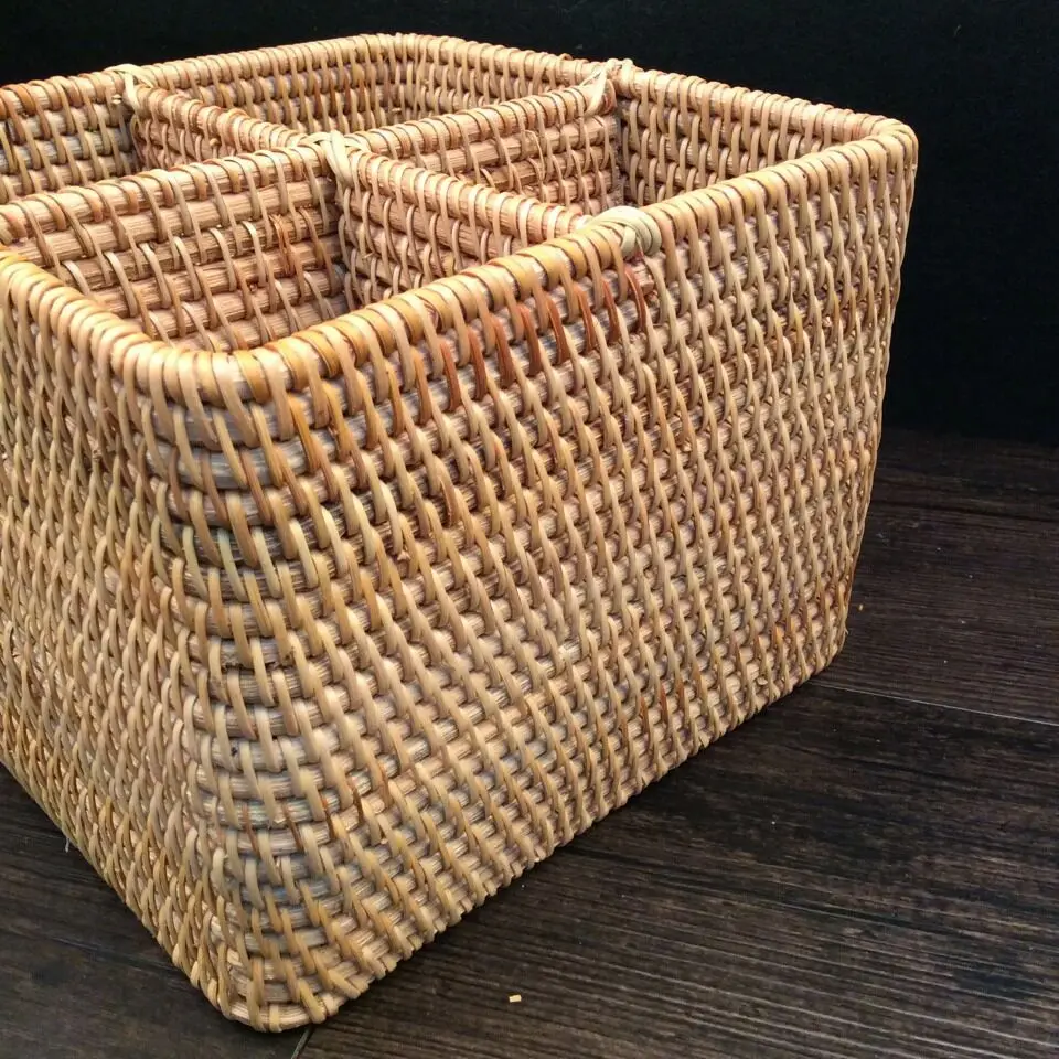 4 отсеками из ротанга ручной корзина для хранения фруктов выступающей плетеная лоток дома Storgae коробке снэк-коробка конфет