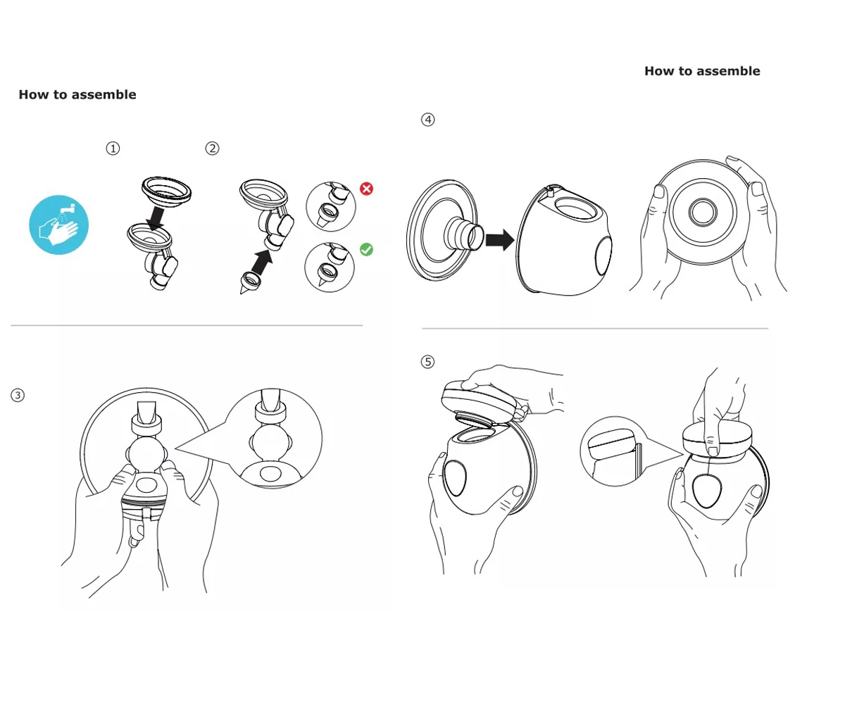 Double Rechargeable Detachable electric bowl shape hands free wireless wearable breast pump