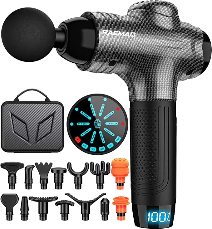 30 Speed Handheld Deep Tissue Percussion Muscle Gun, Quick Rechargeable Body Vibration Led Touch Screen Massage Gun