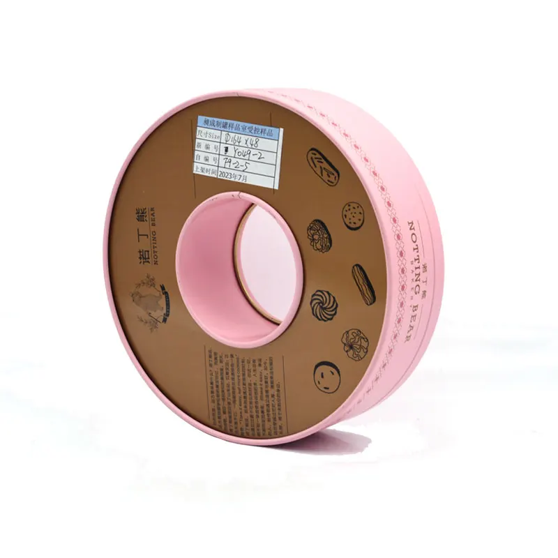 Customized Donut Shape Cookie Biscuit Food Tin Package Can Box Chocolate Sweets Metal Canister