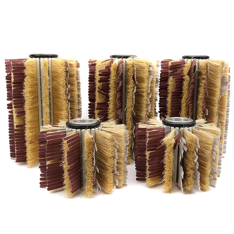 Customized Woodworking Sandpaper+Sisal Drums Polishing Wheel Brushes For Profiled Machine