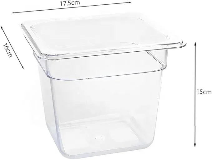 Zhongte Durable Food-Grade Polycarbonate Food Pans Gastronorm Food Storage Pan GN 1/6 Pan 150mm