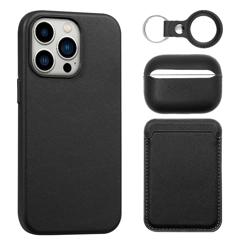 Leather Phone Cases For iPhone 14 13 Pro Max Leather Magnetic Wallets Card Holders Protective Case For Airpods Pro 2 For Airtag