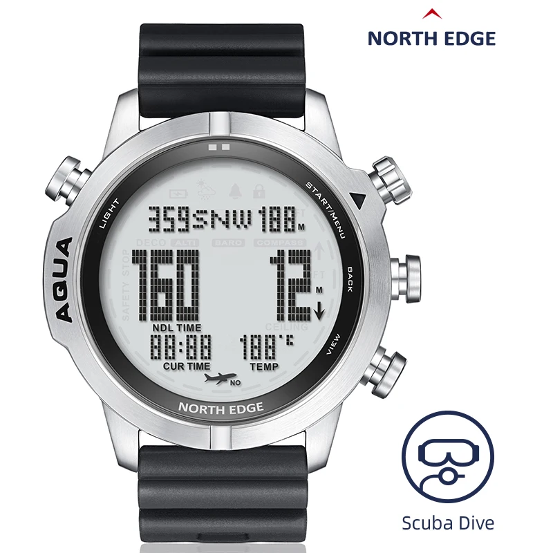 North Edge Aqua new design smart watch 10BAR water resistant Divers Watch with silica gel Watch Strap