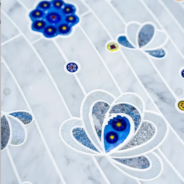 Modern Design Marble Mosaic Wall Glossy Natural Stone Glass Art Flower Butterfly Motif Interior Wall Whole House Mosaic