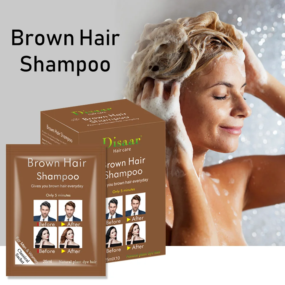 
10 Pcs Per Box Hair Dye Shampoo Brown Blonde Color Hair Wash Wholesale 