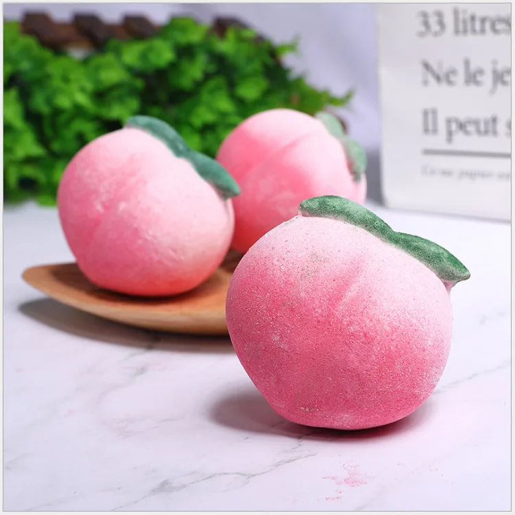 Wholesale Oem Fruit Bath Fizzies Peach Bathbomb Organic Essential Oil Coloful Bubble Bath Women Bath Bomb