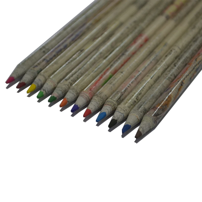 Wholesale 7 inches English recycled Newspaper 12 color pencil for office and school