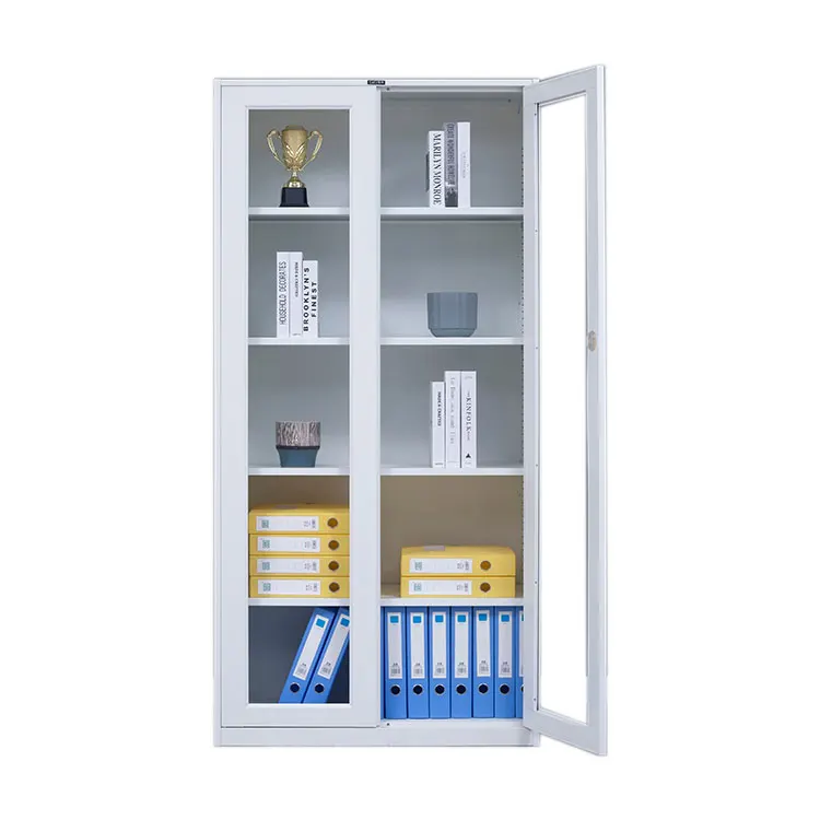HUIYANG glass front storage cabinet book cabinet 5pcs adjustable shelves locker storage cabinets glass book locker for student