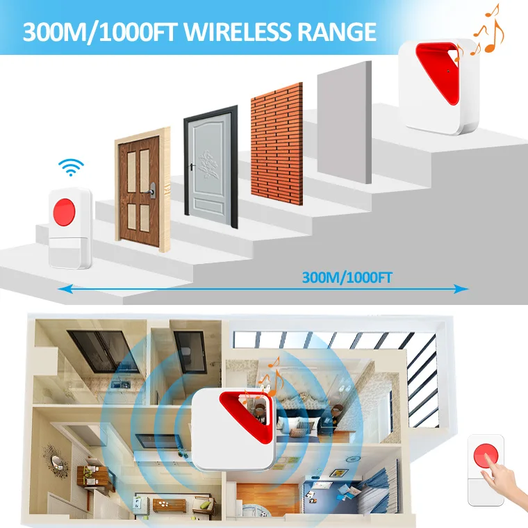 Smart wireless doorbell ding dong sound electronic door bell 38 Molidies chime wireless family doorbell kit