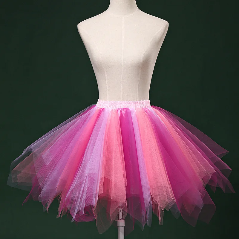 Women Skirt 47CM Tutu Mini Petticoat Adult Teen Elastic Band Ballet Dance Puffy Tulle Skirts