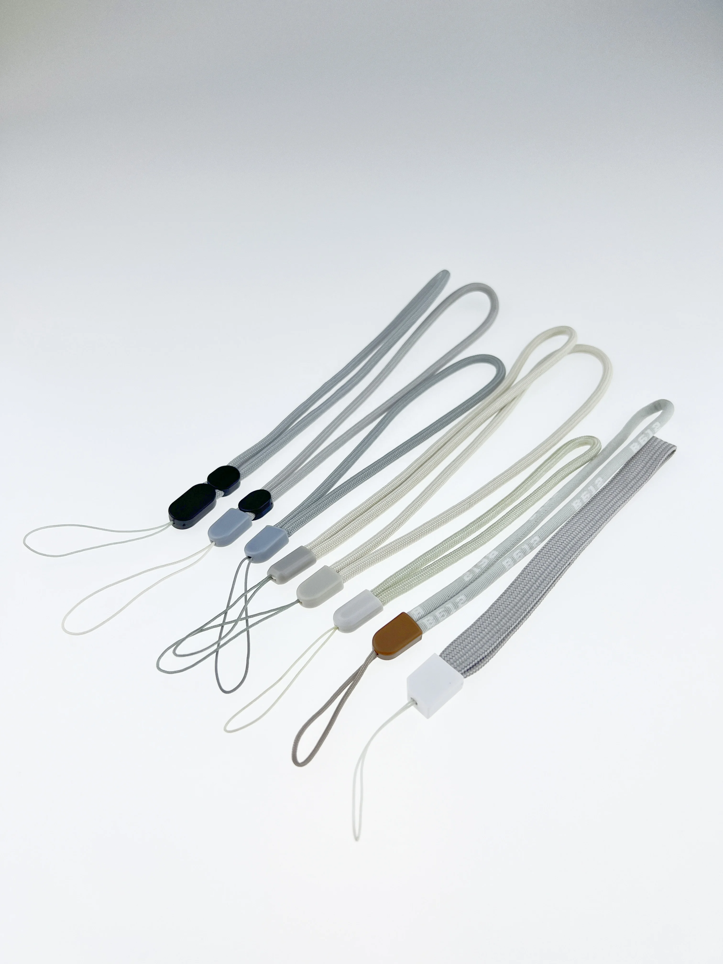 Custom gray high quality rope woven round short polyester nylon phone wrist lanyard for reading pen usb electronic toy device