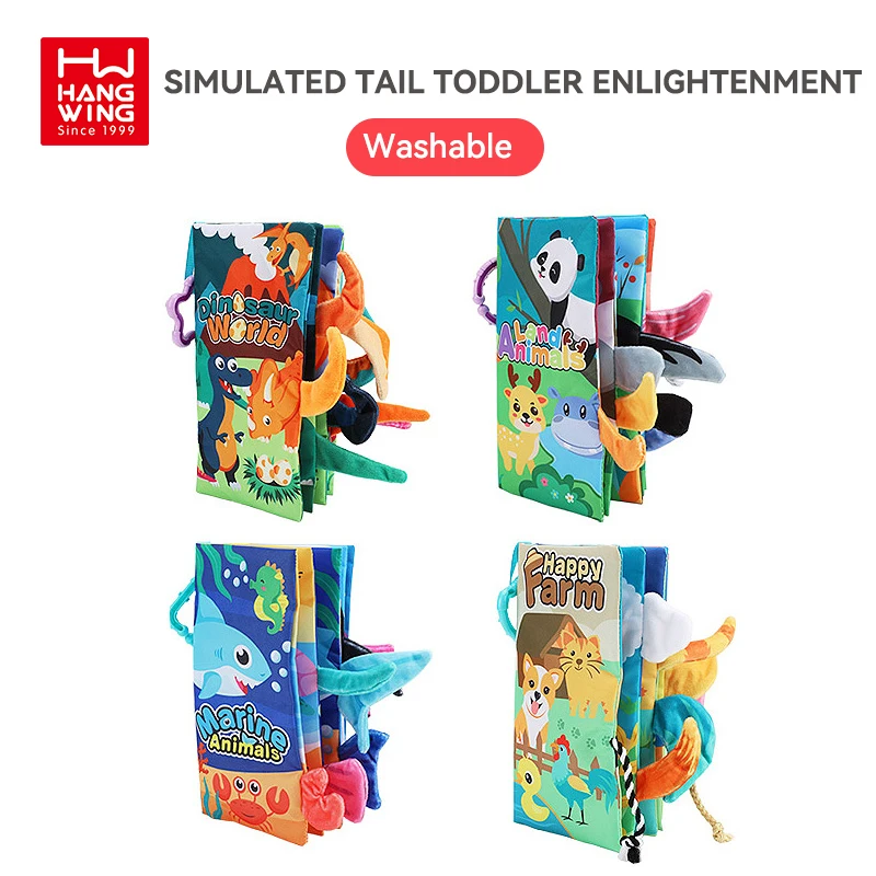 HW supports custom newborn baby exercise cognition ability educational toy set ocean animal themes infant soft tails cloth book