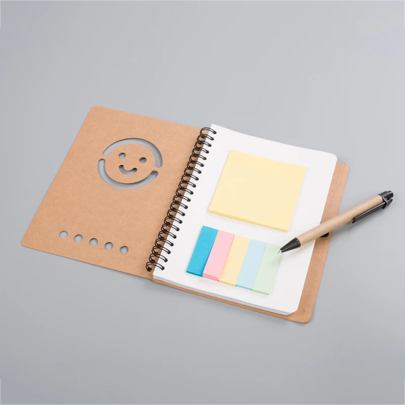 Custom notebook manufacturer recycled paper spiral binding notebook 80 lined sheets with recycled pen