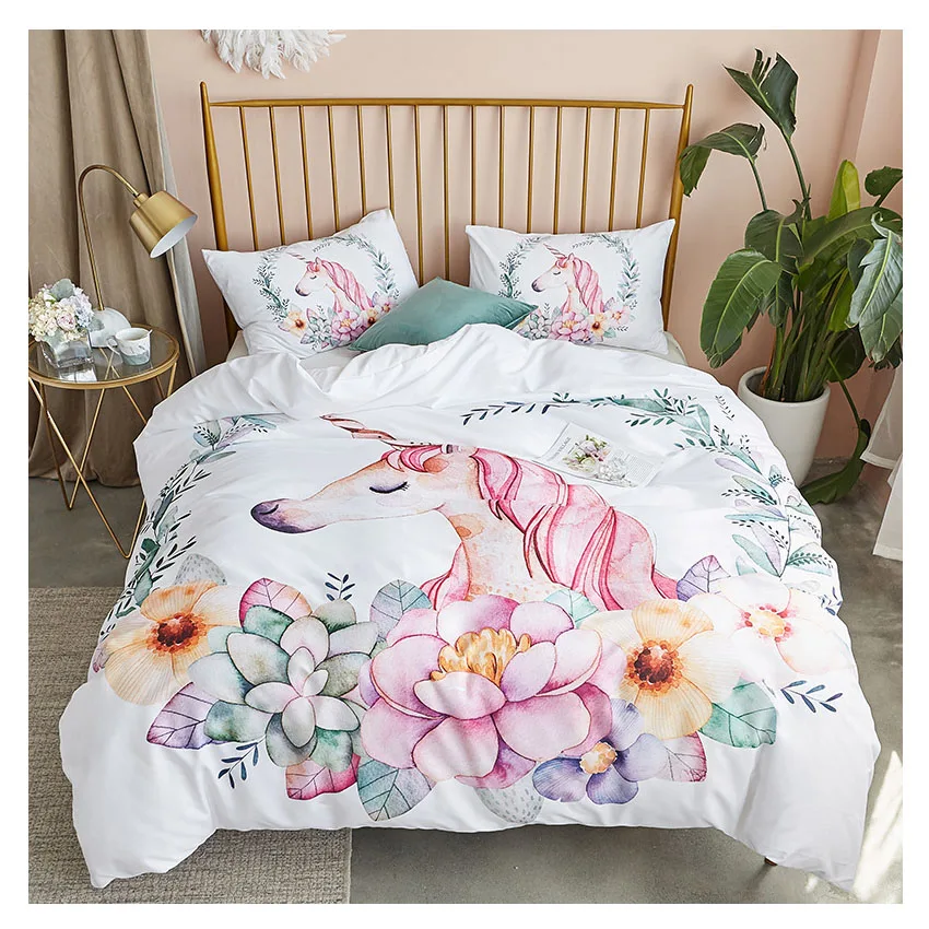 2020 топ продаж фабрика мультфильм Единорог постельные принадлежности Малыш Девушка постельные принадлежности + комплект