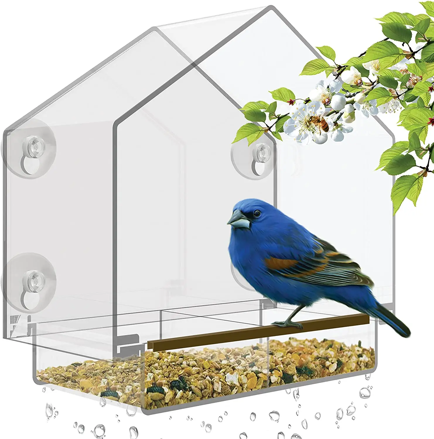Acrylic Bird Houses Cage Clear Window Acrylic Bird Feeder Plastic Bird Cage Trays