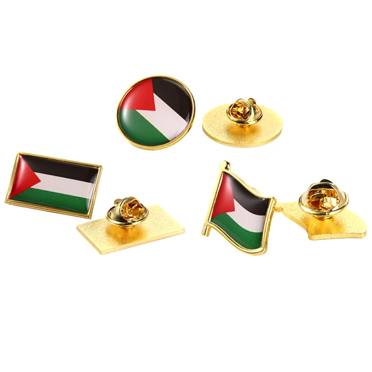 Wholesale custom metal enamel freedom peace palestine flag map brooch palestine pin badge