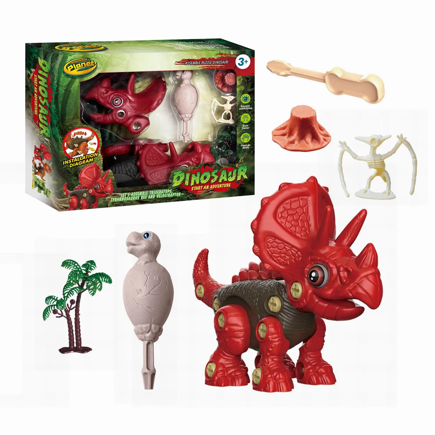 Пластиковый блок для сборки динозавров