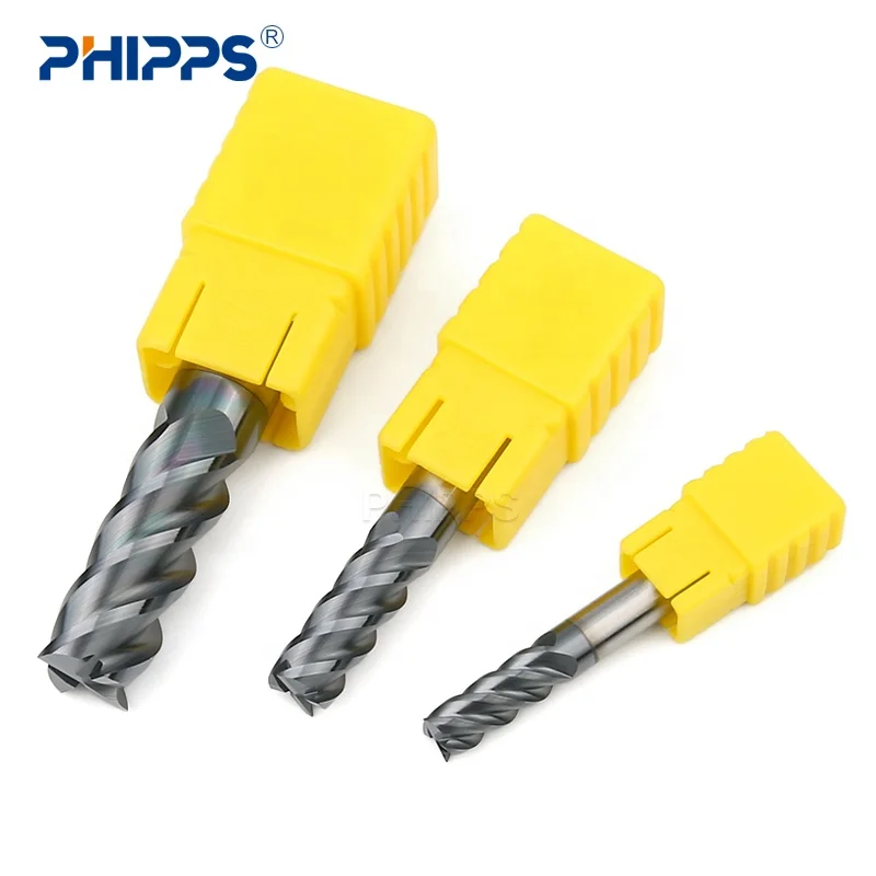 HRC60 professional 4 flutes milling cutter solid tungsen CNC cutter tool speed tiger carbide end mill set