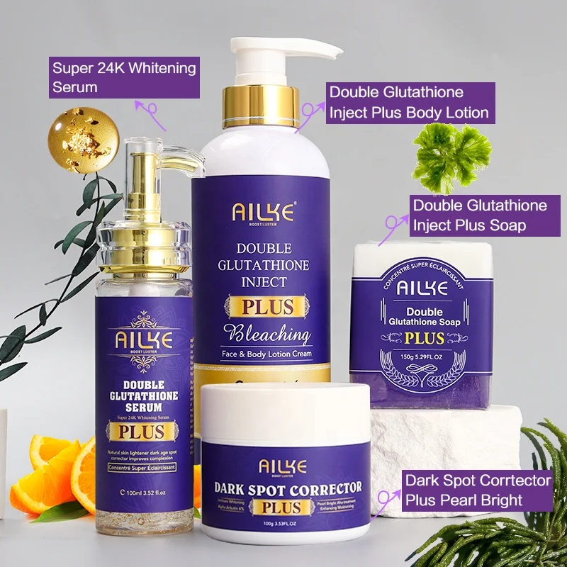 Double Gluta Plus Whitening Body Deep Nourished Brightening Wholesale Travel Skin Care Set (New) for Black Women