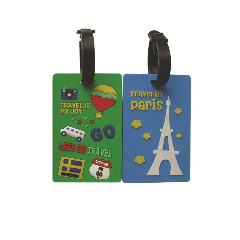 Custom Logo Soft Rubber PVC Suitcase Baggage Tag Name ID Card Labels Luggage Travel Tag