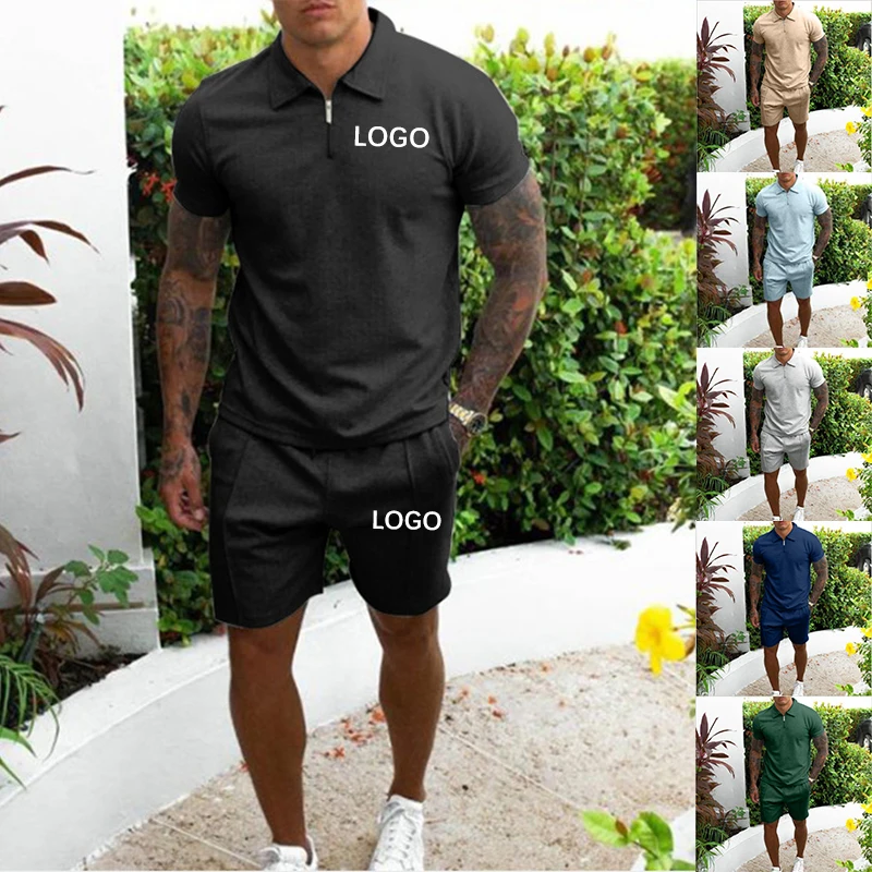 Wholesale Summer Sportswear Tracksuit Custom Logo Mens Shorts And Polo Shirt Sets Men 2 Piece Set Shorts Set For Men
